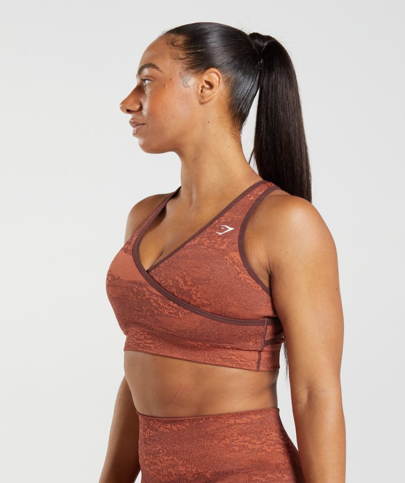 Women's Gymshark Adapt Camo Seamless Sports Bra Brown | NZ 0OVJHA